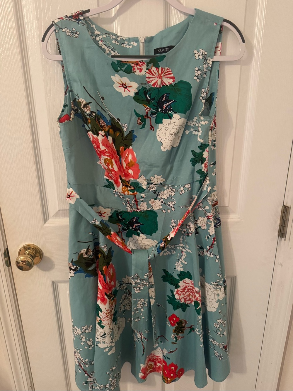 Sleeveless Floral Midi Dress in Teal